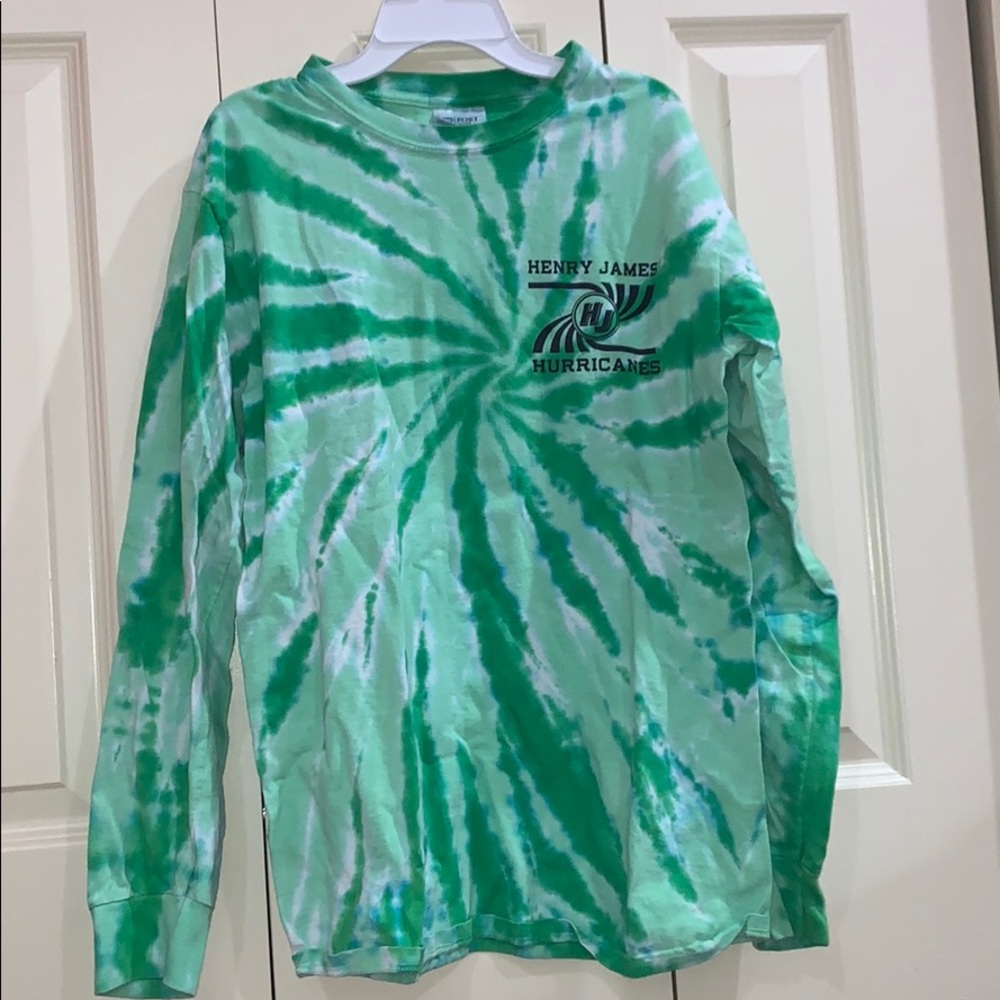 Green tie dye long sleeve school shirt